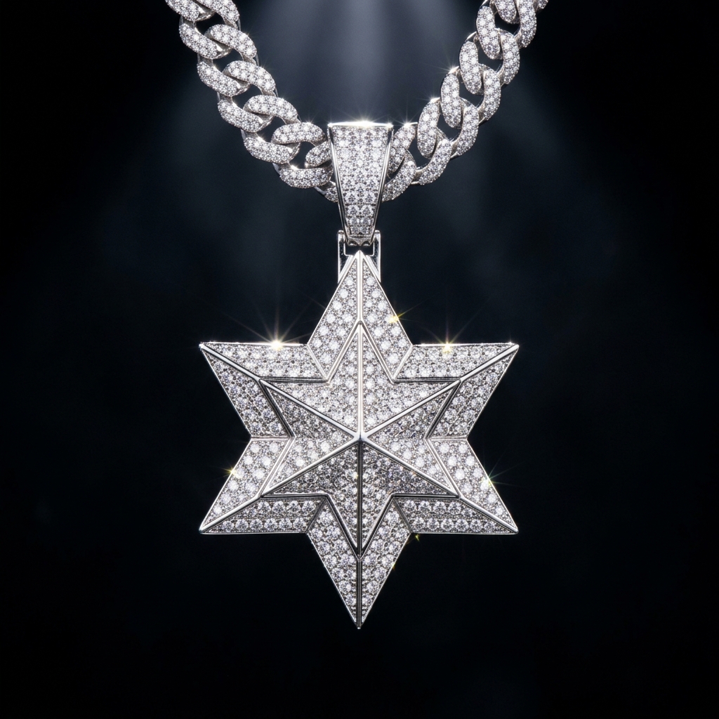 White Gold Geometric Star Pendant